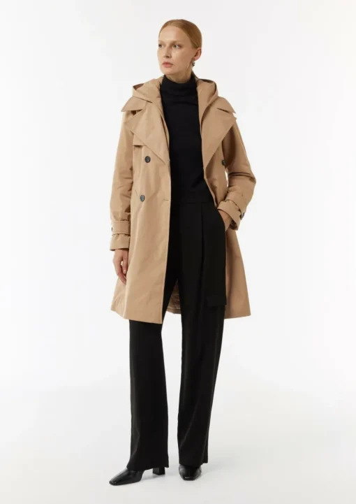 Doppelreihiger Trenchcoat mit gestepptem Innenfutter