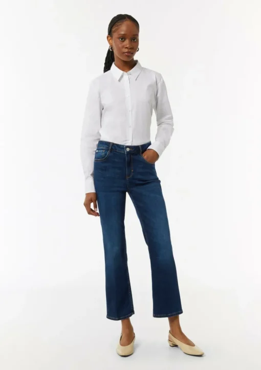 Elastische Ankle-Jeans mit leicht ausgestelltem Bein