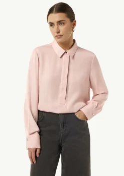 Elegante Satin-Bluse mit verdeckter Knopfleiste