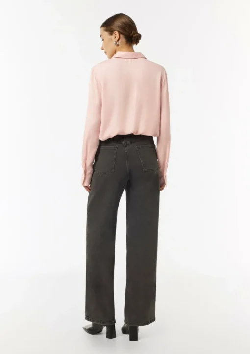 Elegante Satin-Bluse mit verdeckter Knopfleiste