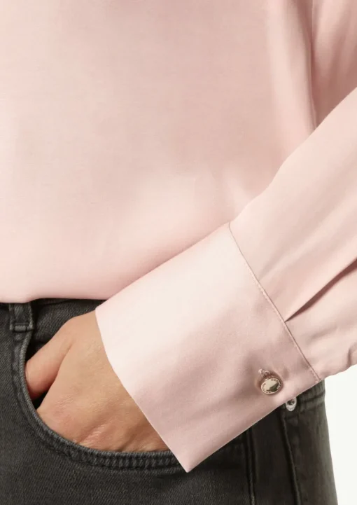 Elegante Satin-Bluse mit verdeckter Knopfleiste