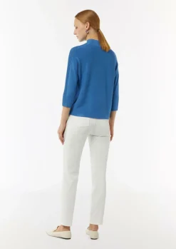 Feinstrickpullover mit Stehkragen und Rippdetail