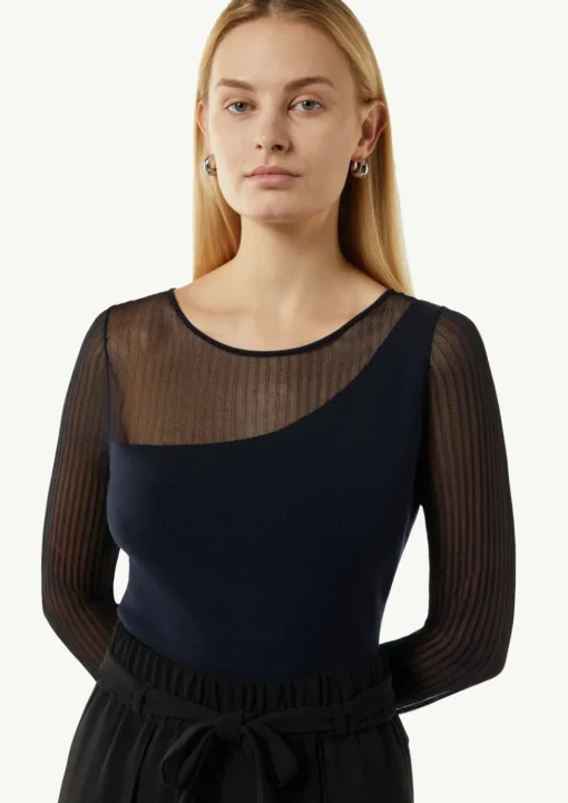 Feinstrickpullover mit Transparenz-Effekt