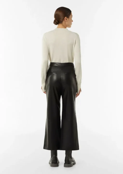 Flared-Leg-Hose in Leder-Optik