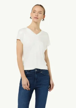 Fließendes Viskose-T-Shirt in Seidenoptik