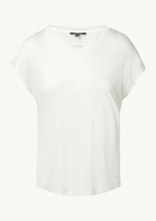 Fließendes Viskose-T-Shirt in Seidenoptik