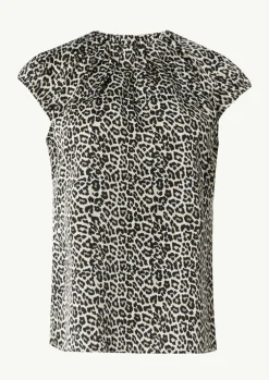 Gemusterte Satinbluse mit Kappärmeln