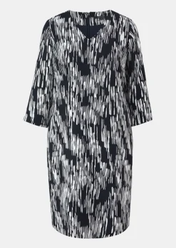 Gemustertes Crêpekleid mit 3/4-Arm