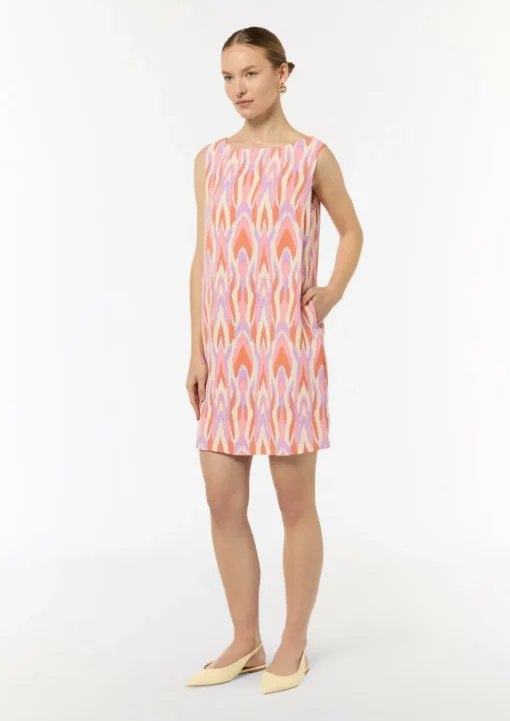 Gemustertes Crêpekleid ohne Ärmel
