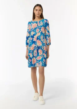 Gemustertes Kleid mit Raffung