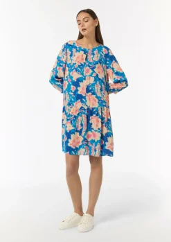 Gemustertes Kleid mit Raffung