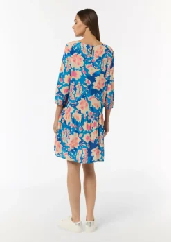 Gemustertes Kleid mit Raffung