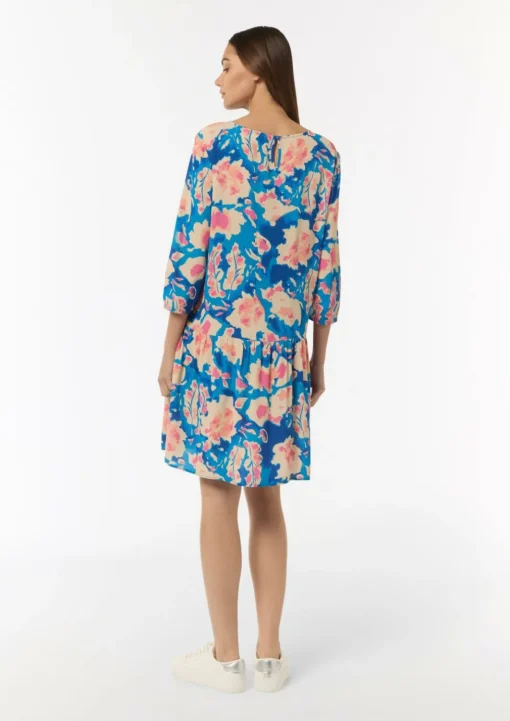 Gemustertes Kleid mit Raffung
