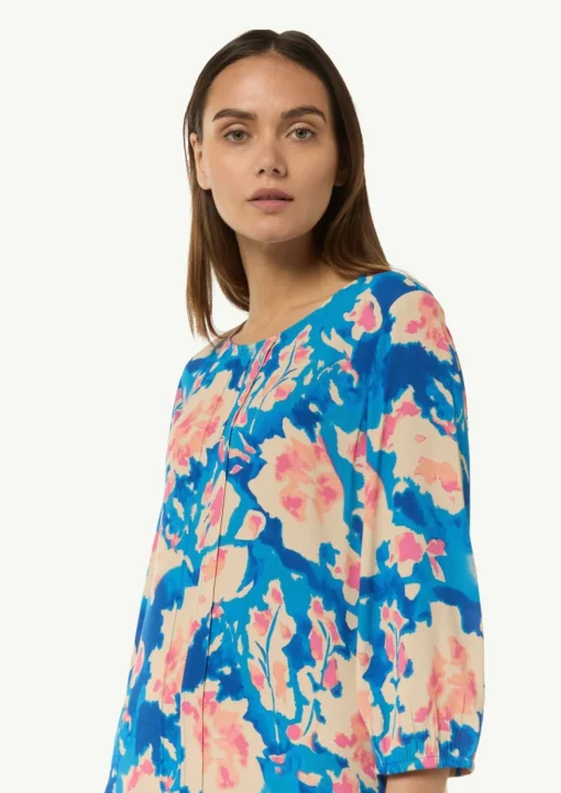 Gemustertes Kleid mit Raffung