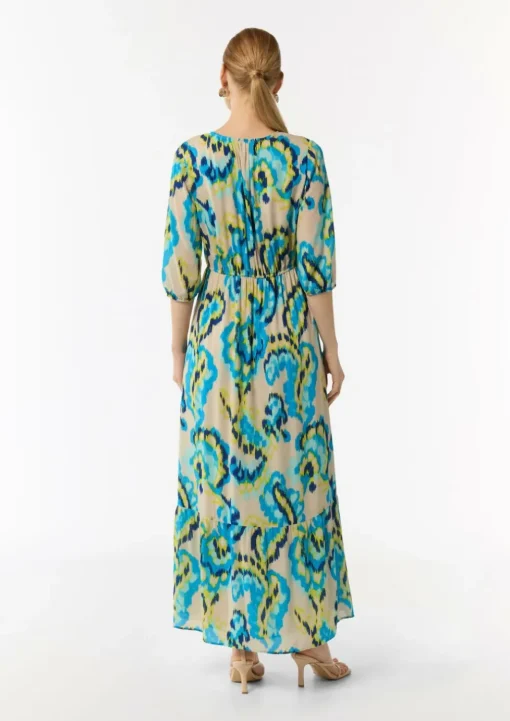 Gemustertes Maxikleid mit V-Ausschnitt in Wickeloptik