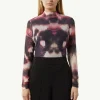 Gemustertes Mesh-Shirt mit Raffungsdetails