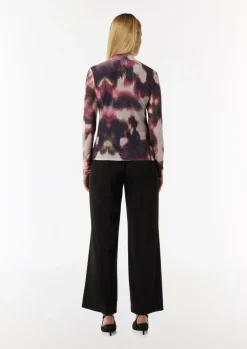 Gemustertes Mesh-Shirt mit Raffungsdetails
