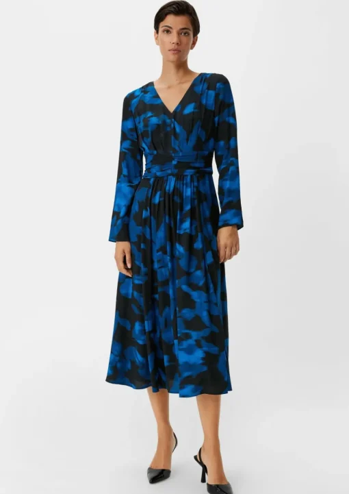 Gemustertes Midikleid aus Crêpe