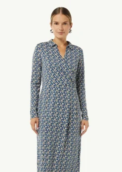 Gemustertes Midikleid in Wickeloptik