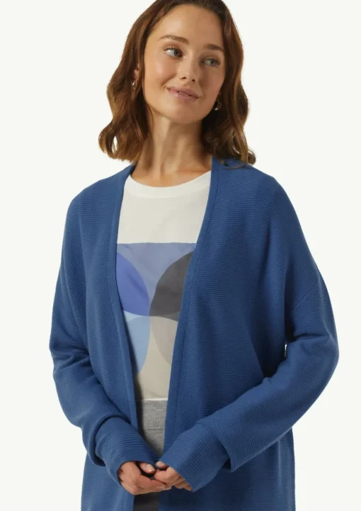 Gerippte Strickjacke im Relaxed Fit