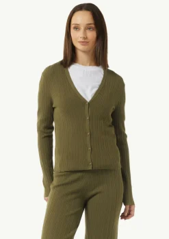 Gerippte Strickjacke im Slim Fit