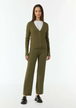 Gerippte Strickjacke im Slim Fit