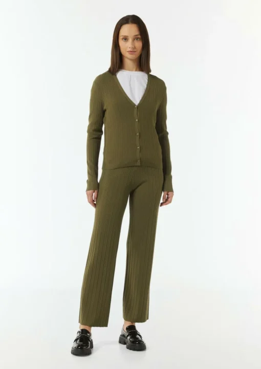 Gerippte Strickjacke im Slim Fit