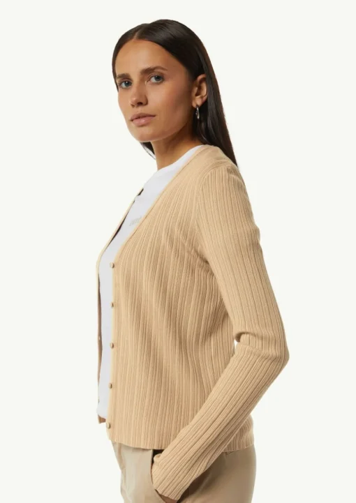 Gerippte Strickjacke im Slim Fit