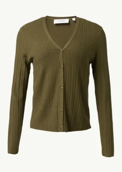 Gerippte Strickjacke im Slim Fit