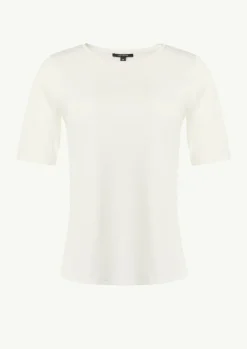 Geripptes T-Shirt mit Rundhalsausschnitt