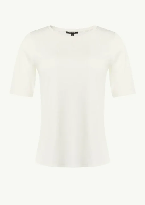 Geripptes T-Shirt mit Rundhalsausschnitt
