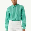 Gestreifte Hemdbluse mit Manschetten und Teilungsnaht