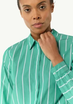 Gestreifte Hemdbluse mit Manschetten und Teilungsnaht