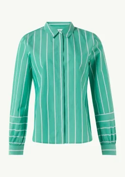 Gestreifte Hemdbluse mit Manschetten und Teilungsnaht