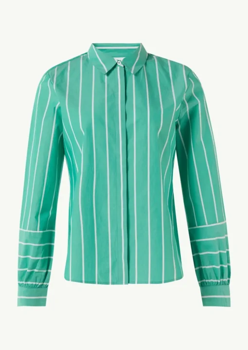 Gestreifte Hemdbluse mit Manschetten und Teilungsnaht