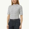 Gestreiftes Jersey-Shirt mit Stehkragen