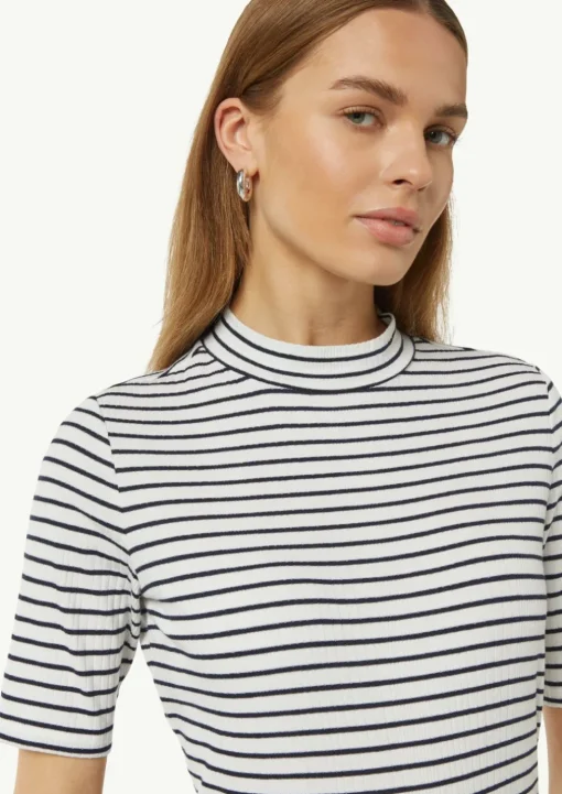 Gestreiftes Jersey-Shirt mit Stehkragen