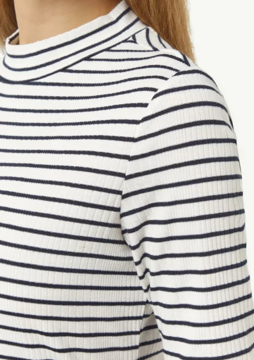 Gestreiftes Jersey-Shirt mit Stehkragen