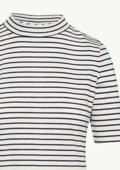 Gestreiftes Jersey-Shirt mit Stehkragen