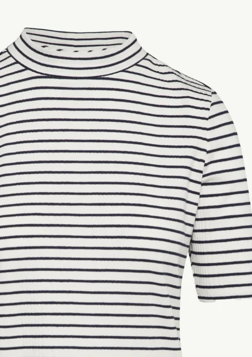 Gestreiftes Jersey-Shirt mit Stehkragen