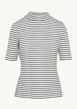 Gestreiftes Jersey-Shirt mit Stehkragen