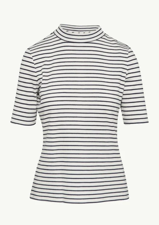 Gestreiftes Jersey-Shirt mit Stehkragen