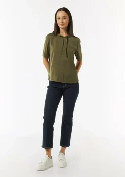 Hoodie-Bluse aus satiniertem Viskosemix