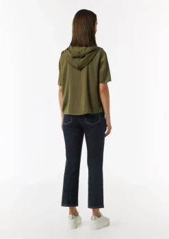 Hoodie-Bluse aus satiniertem Viskosemix