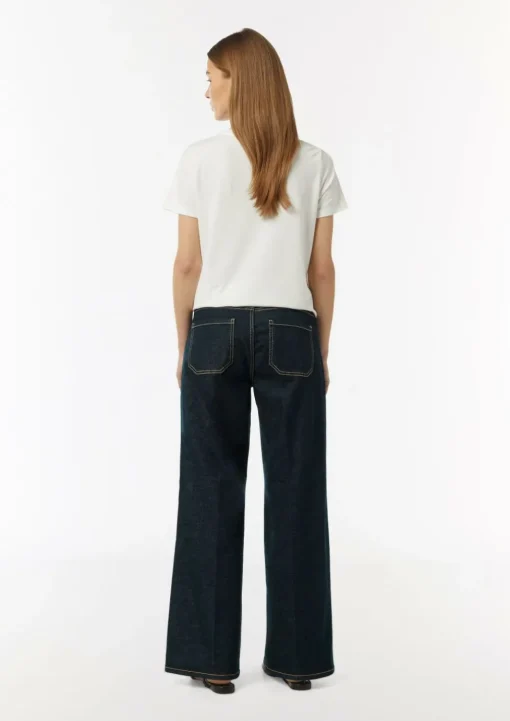 Jeans-Hose mit Wide Leg und Ziernähten
