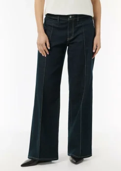 Jeans-Hose mit Wide Leg und Ziernähten