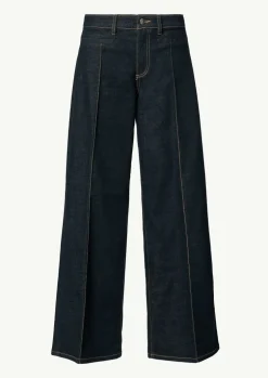 Jeans-Hose mit Wide Leg und Ziernähten