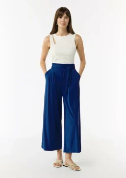 Jersey-Culotte mit Elastikbund und Bindegürtel