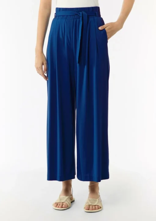Jersey-Culotte mit Elastikbund und Bindegürtel