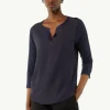 Jersey-Shirt im Farbricmix mit 3/4-Ärmeln